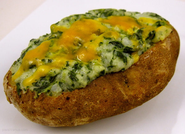 مقاله سیب زمینی پر شده با گوشت و اسفناج